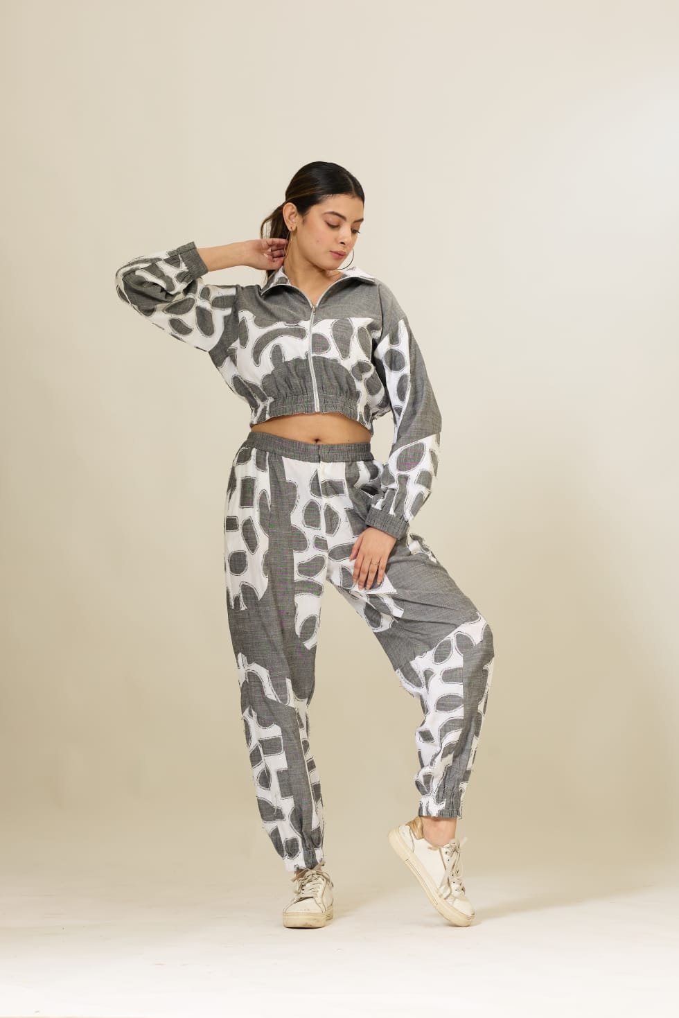 Cotton Denim Applique Joggers Set