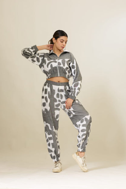 Cotton Denim Applique Joggers Set