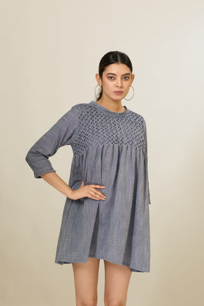 Denim Handsmocked Dress