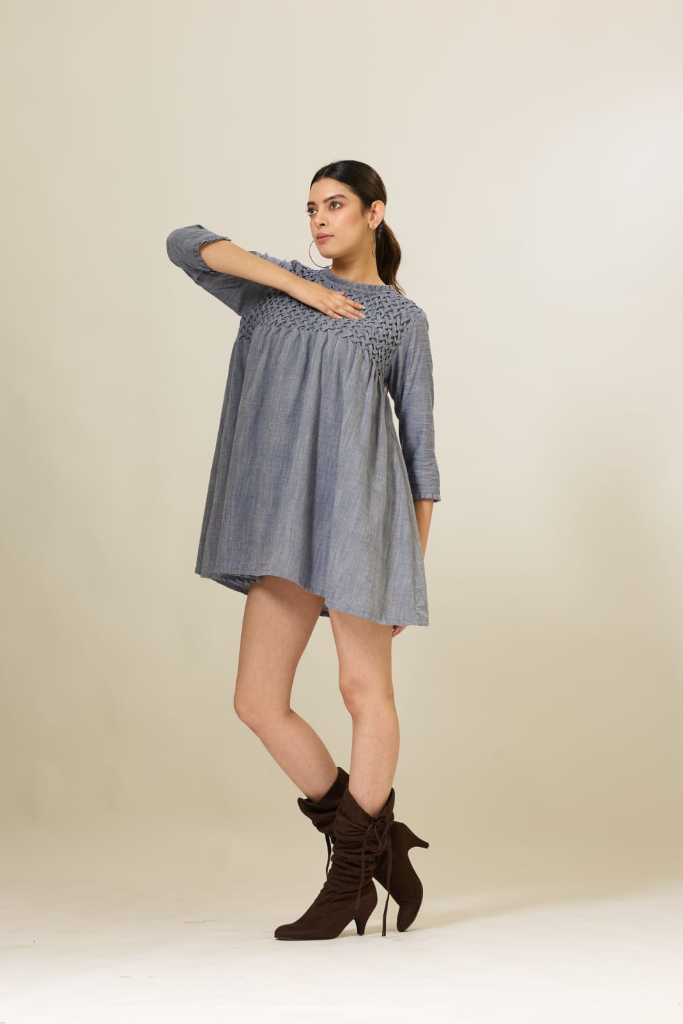 Denim Handsmocked Dress
