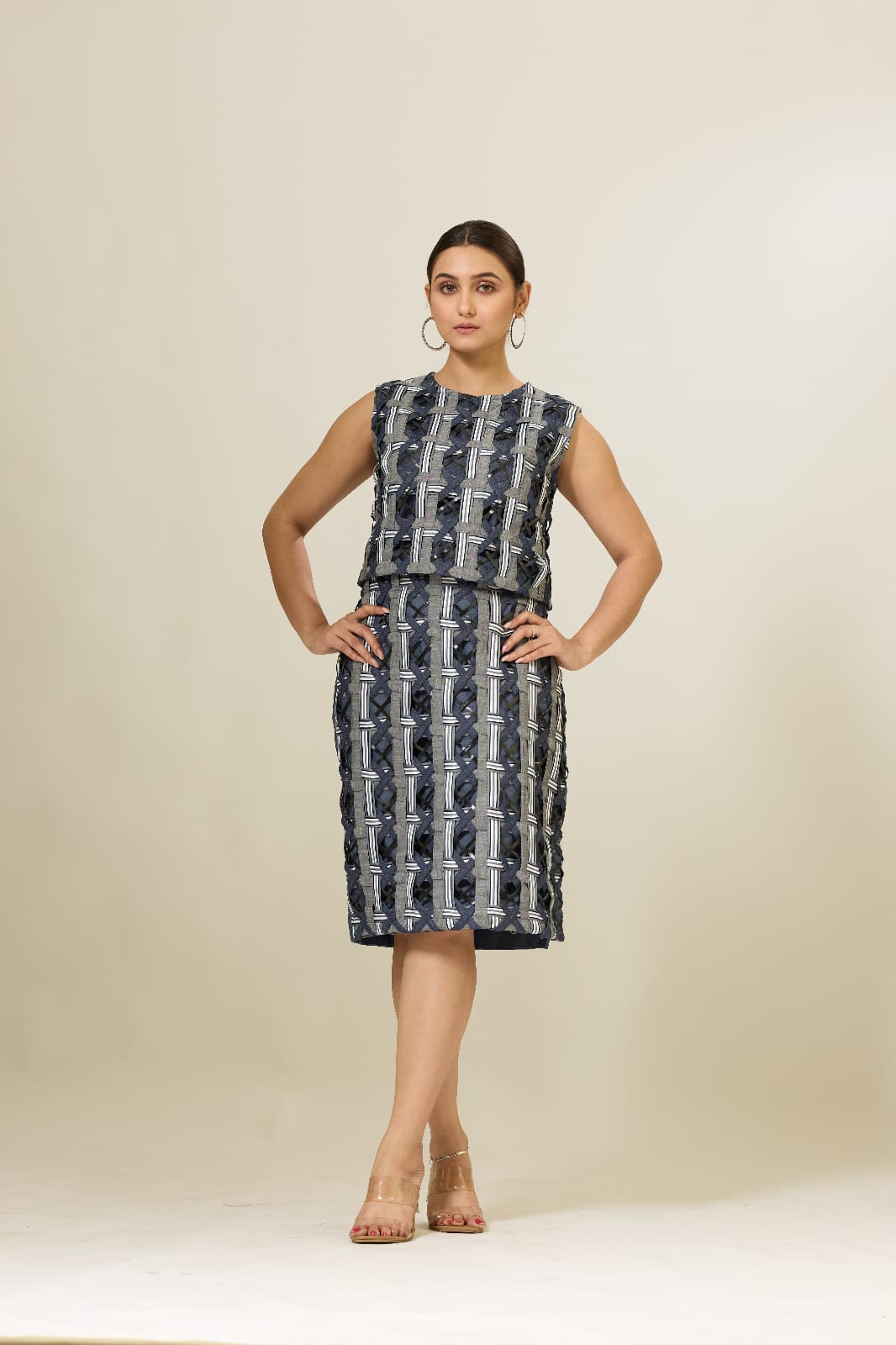 Woven Top with Skirt Set