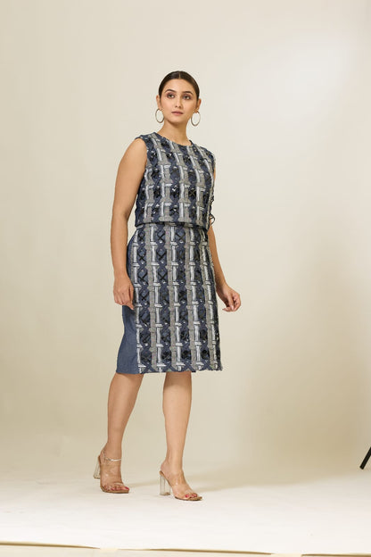 Woven Top with Skirt Set