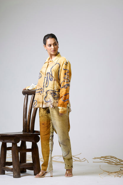 Printed Linen Coord With Denim Detailing