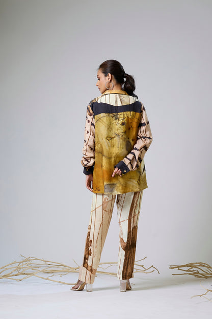 Printed Linen With Net Detailing