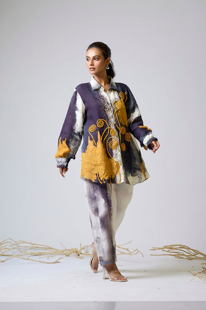 Printed Linen Coord With Dori Work