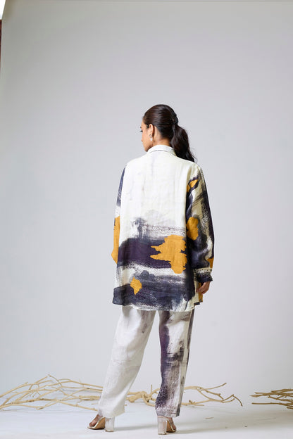 Printed Linen Coord With Dori Work