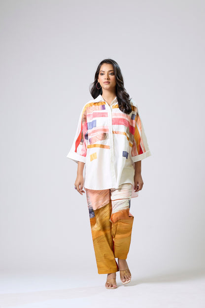 White Shirt With Printed Pants