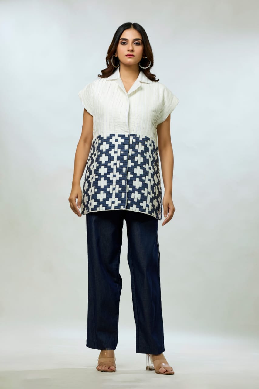 Denim woven jacket with denim pants