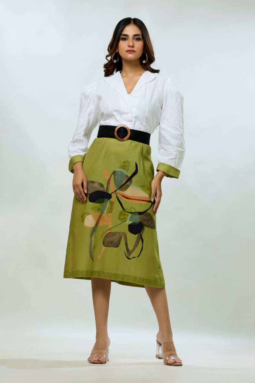 Cotton Linen Printed Dress
