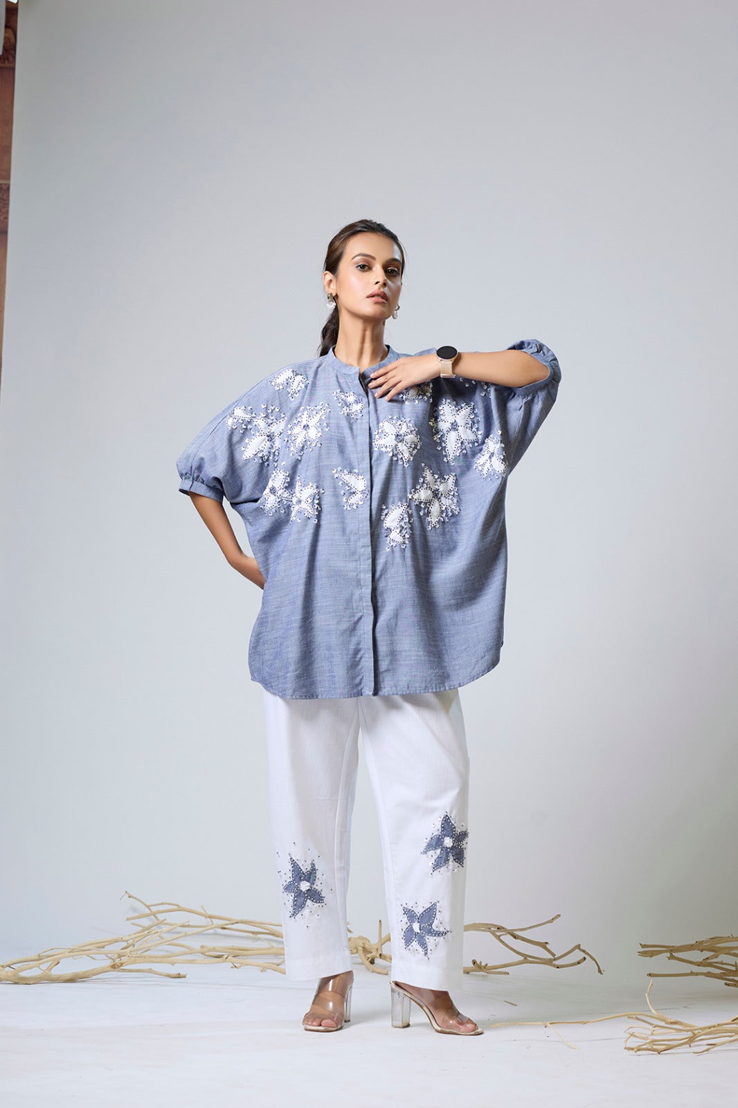 Denim Top With Cotton Pants