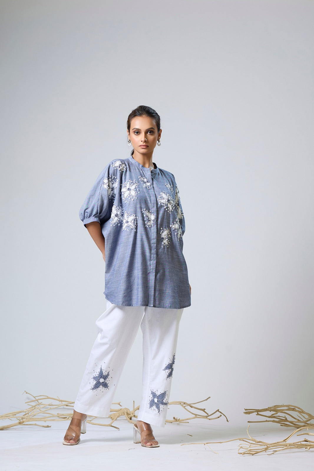 Denim Top With Cotton Pants