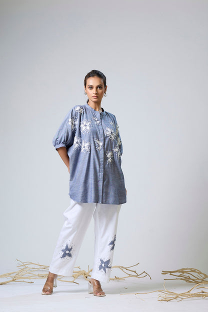 Denim Top With Cotton Pants