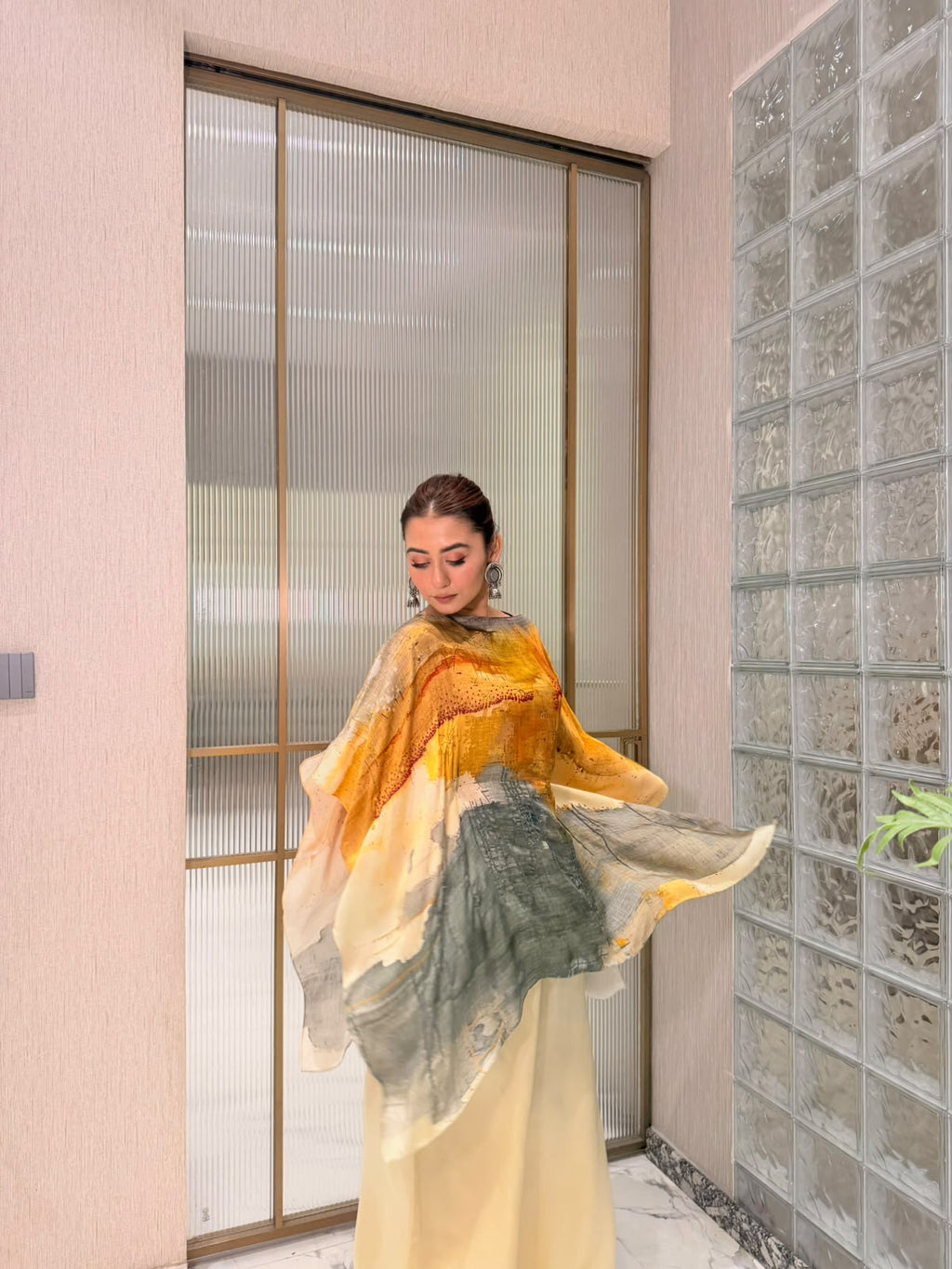 Watercolour Wash Kaftan Top & Palazzo Set