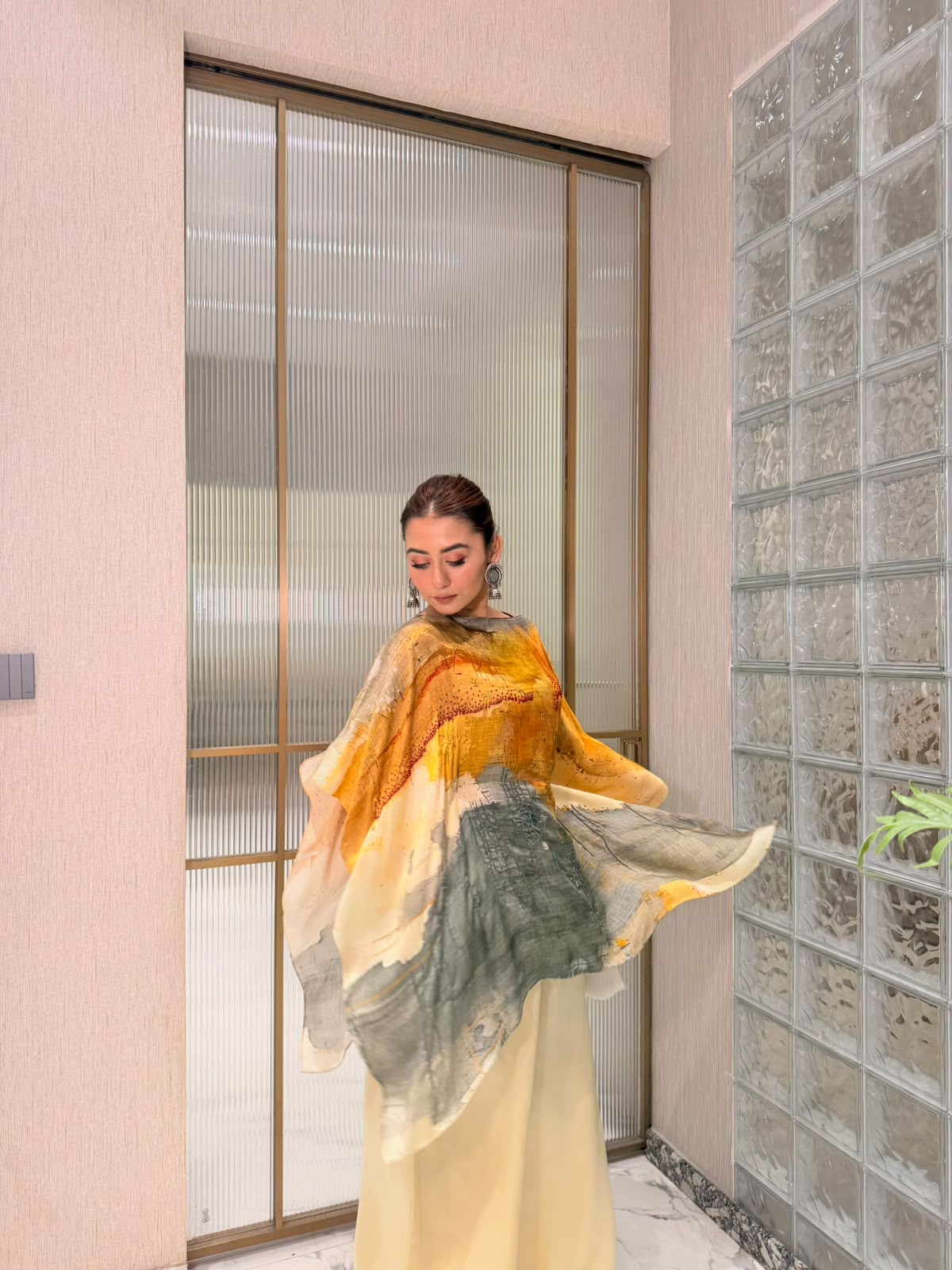 Watercolour Wash Kaftan Top & Palazzo Set