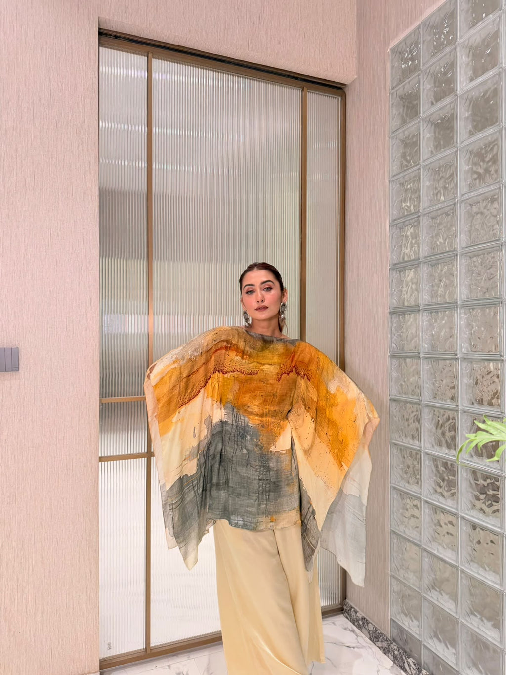 Watercolour Wash Kaftan Top & Palazzo Set