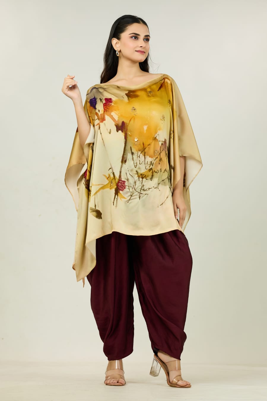 Modal Satin Watercolour Kaftan