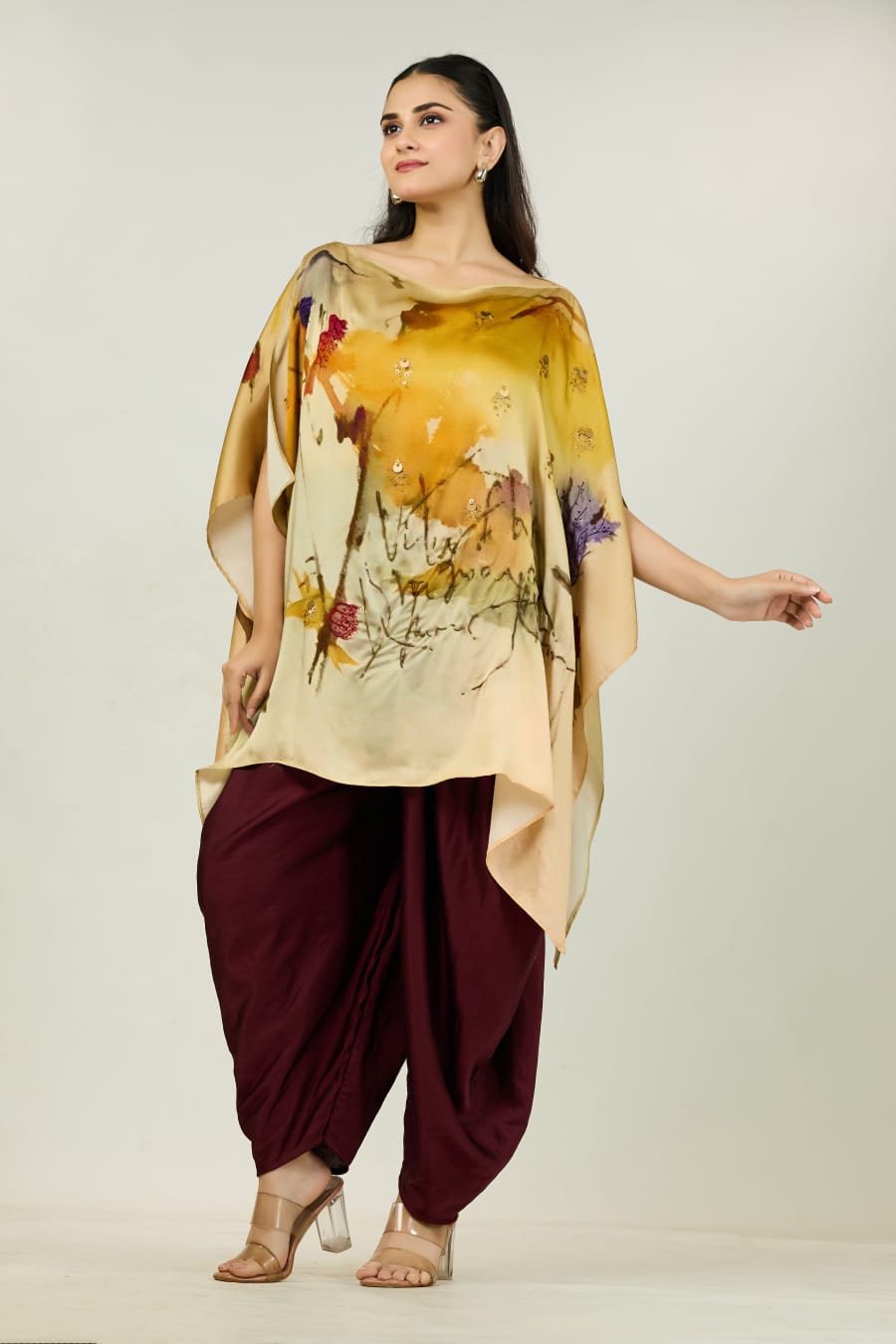 Modal Satin Watercolour Kaftan