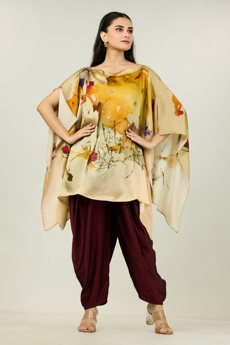 Modal Satin Watercolour Kaftan