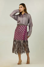 Shirt with Chevron Fringe Skirt Set