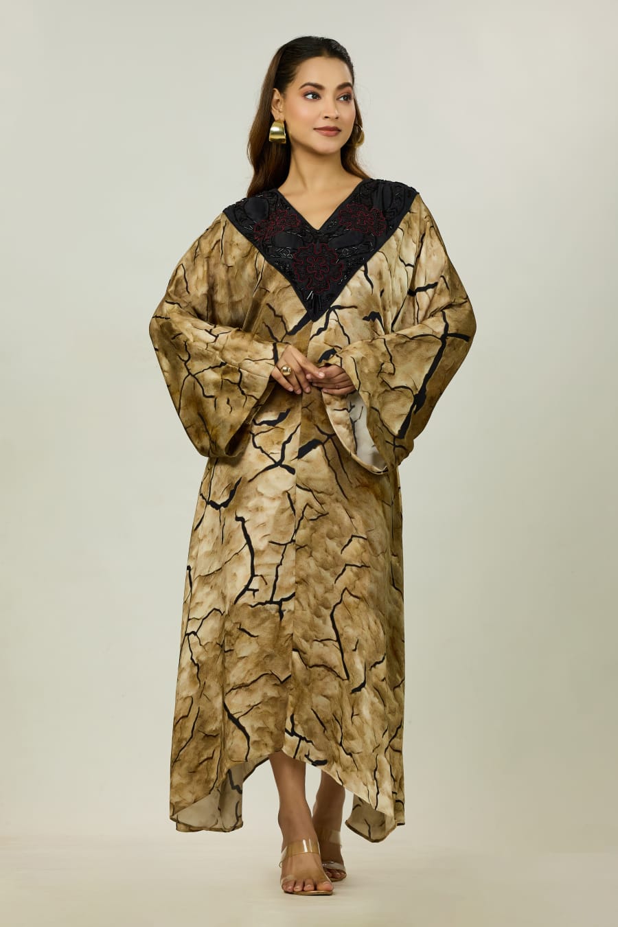 Fissured-Print Kaftan Dress