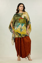 Modal & Linen Poncho Kaftan & Dhoti Set