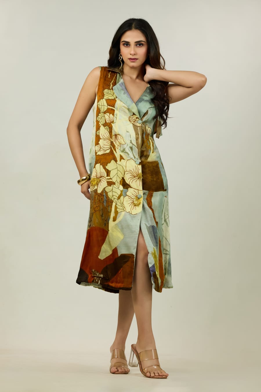 Modal Satin Floral-Print Dress