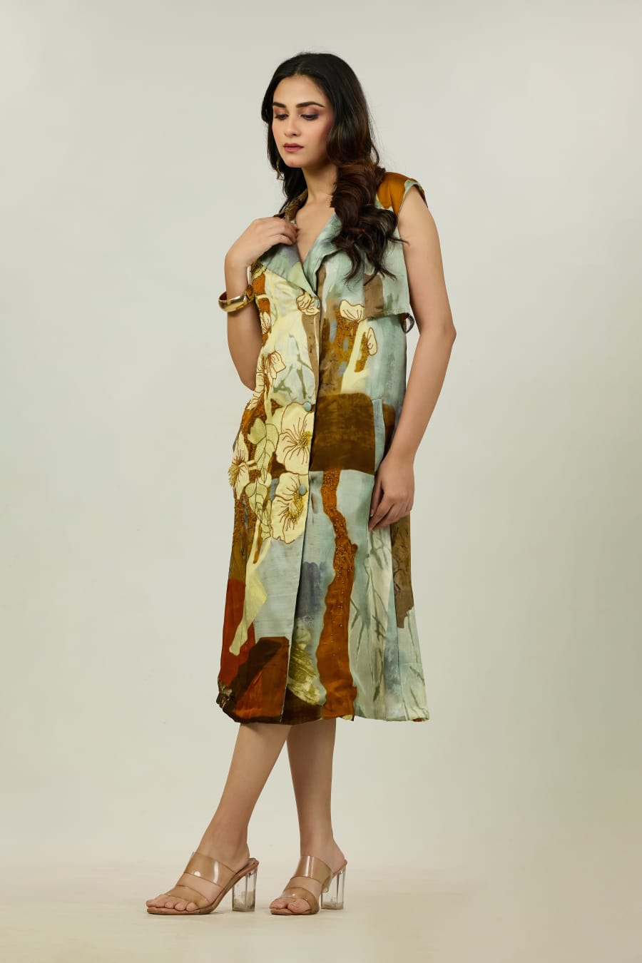 Modal Satin Floral-Print Dress