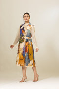 Abstract-Print Trench Coat Dress