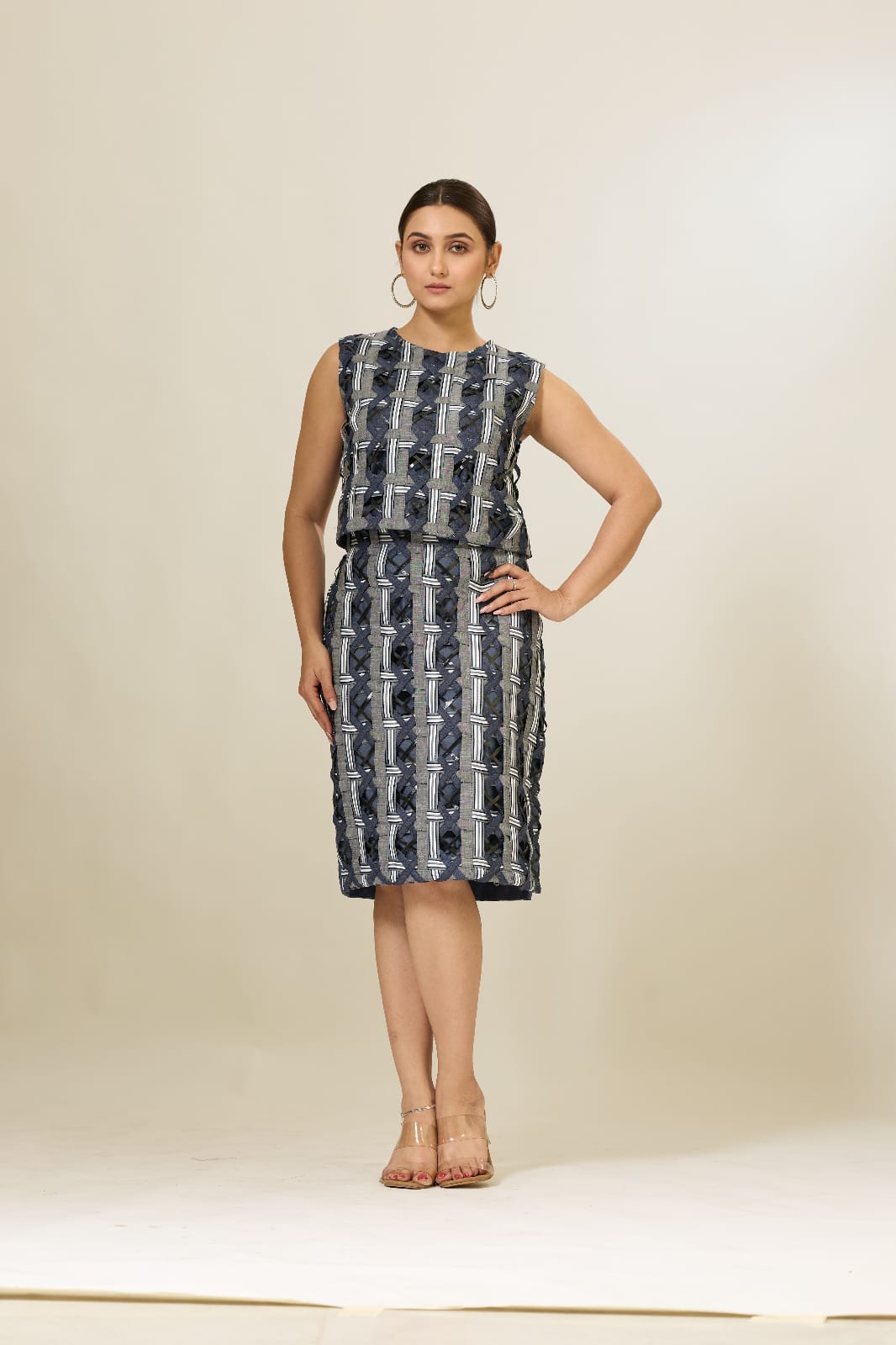 Denim Woven Top & Pencil Skirt Set