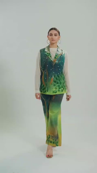 Green Jacket Set with Pants